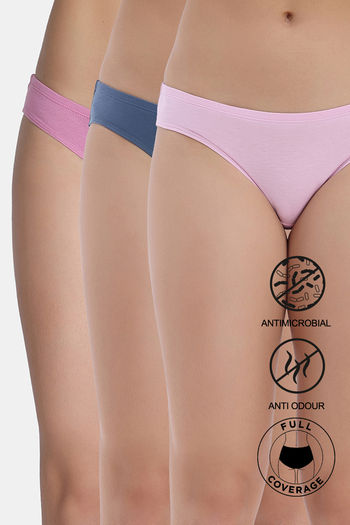 Buy Zivame Low Rise Full Coverage Bikini Panty (Pack of 3) - Multicolor